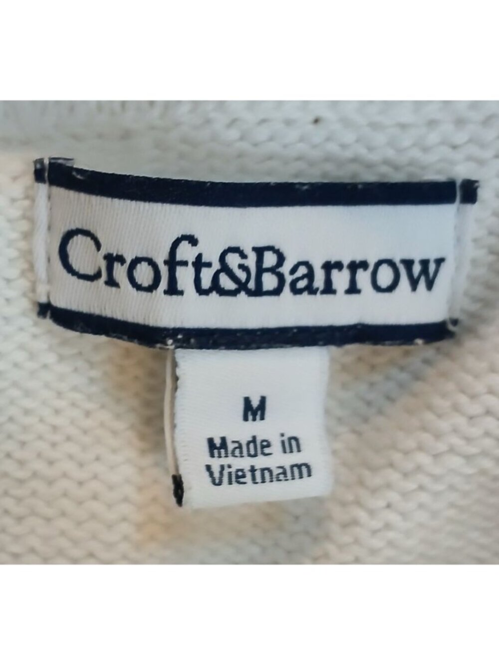 Croft & Barrow Womens White Shawl Collar Sweater M 100% Cotton #D-20 - Picture 3 of 9